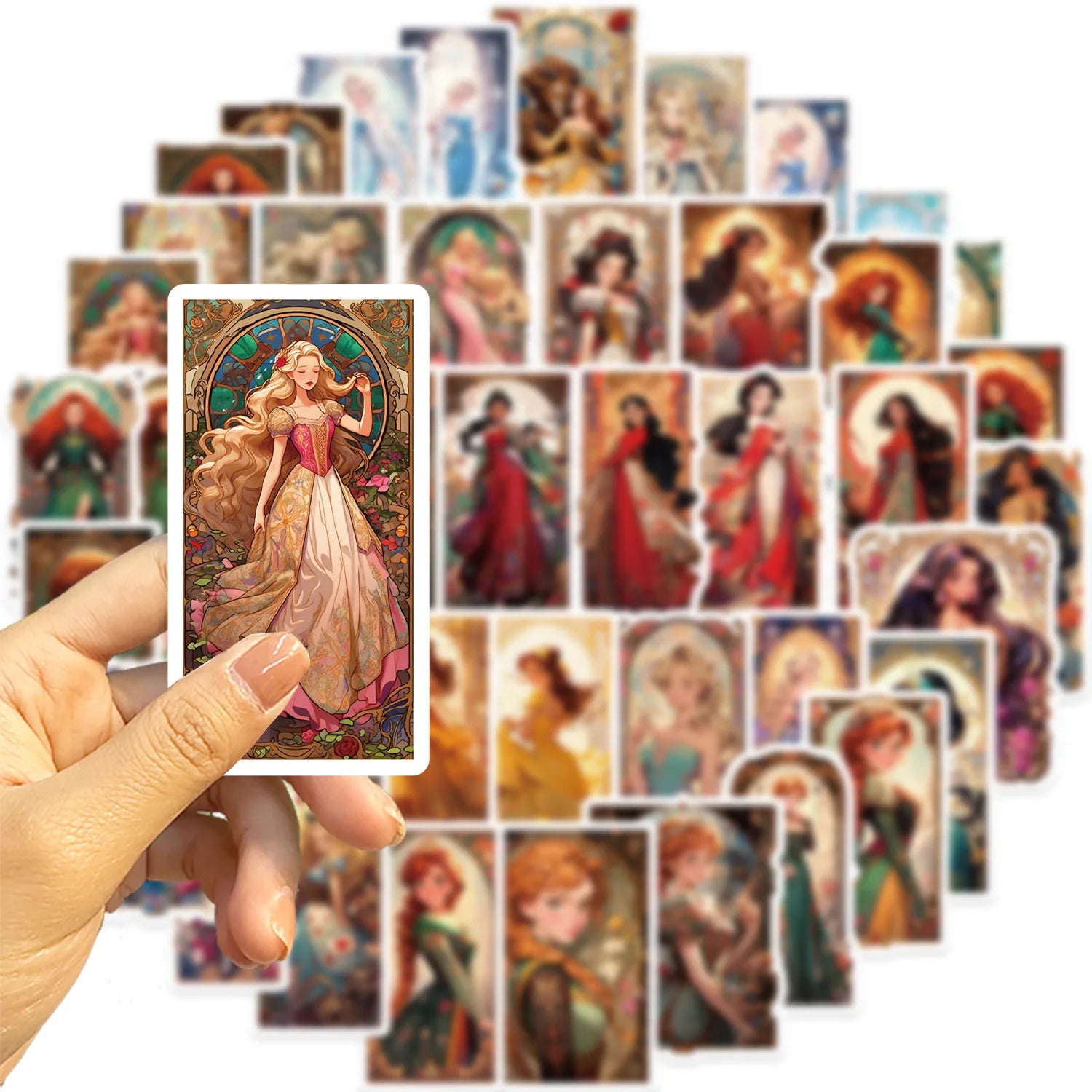 50/100PCS Cartoon Princess Card Graffiti Stickers Personalized Decoration Guitar Notebook Luggage DIY Waterproof Stickers