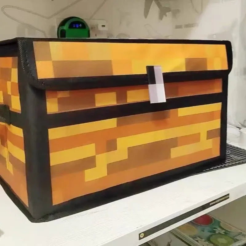 Pixel Style Storage Chest Large Capacity Foldable Fabric Box with Handles Dustproof Clothes Blanket Organizer for Kid Home Decor