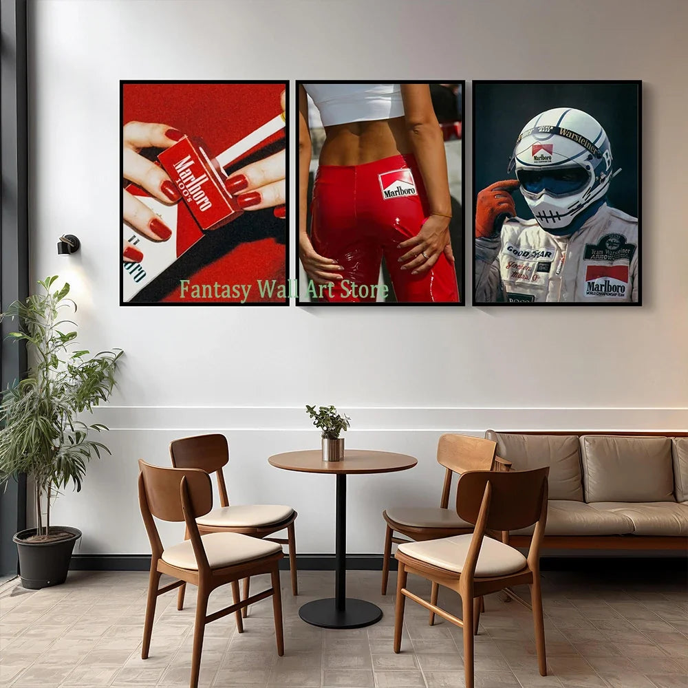Red Prints Fashion Poster Canvas Painting Red Fashion Wall Art Decor Trendy Aesthetic Poster Hypebeast Racecar Wall Decoration