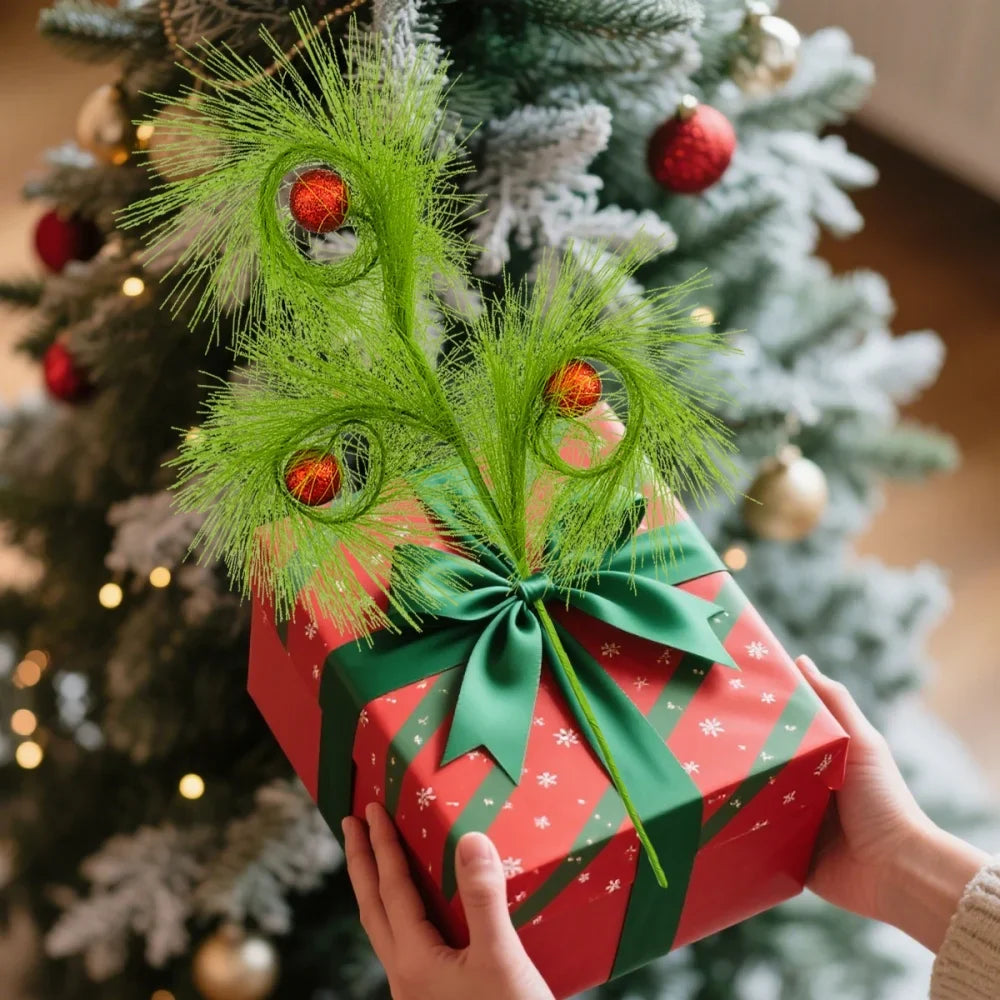 Artificial Christmas Branches Home Decor DIY Crafts Reed Ball Decoration Plants Ornaments For Christmas Tree Topper Party Decor