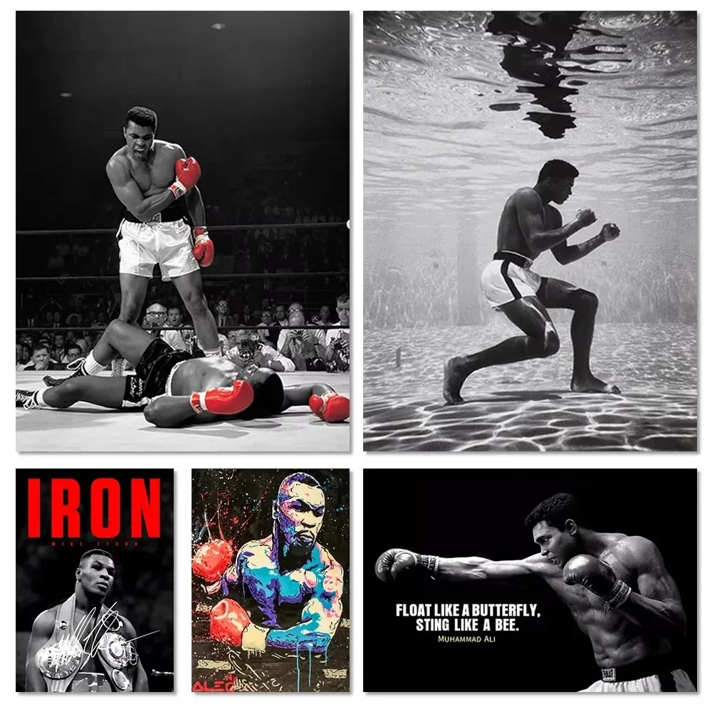 World Boxing Champion Ali Classic Scene Wall Art Poster Boxer Tyson Mural Modern Home Decor Perfect for Living Room Decor
