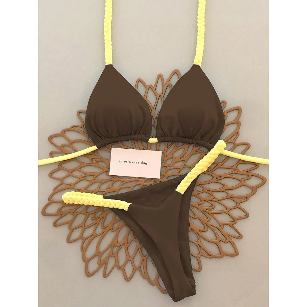 Micro Bikinis 2025 Push Up Women Swimsuits Sexy Swimwear Brazilian Bikini Set Thong Biquini Solid Swimsuit Summer Beachwear