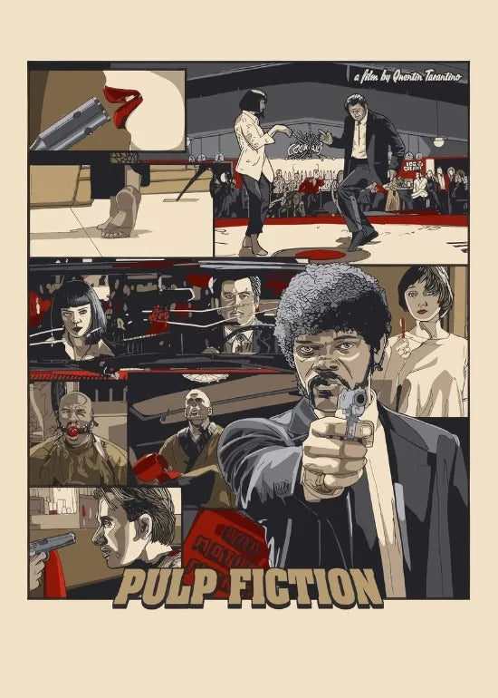 New Pulp Fiction Poster Classic Humor Movie Wall Decor Pulp Fiction Film Fans Wall Art Decor Bar Home Canvas Poster Prints Decor