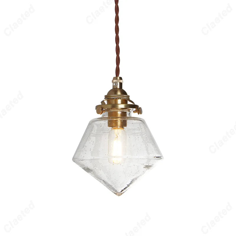 European-style Simple Retro LED Glass Chandelier Restaurant Living Room Aisle Balcony Bedside Decorative Lighting