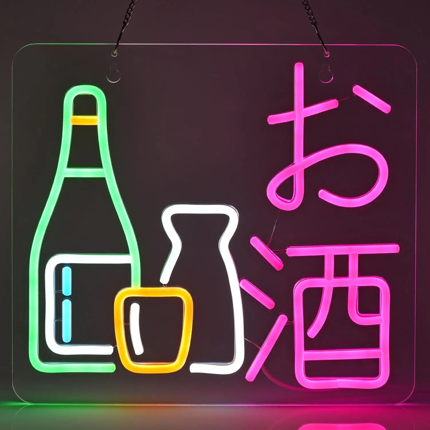 Japanese Sake Neon Sign LED Neon Light Sign for Wall Decor USB Powered for Izakaya Indoor Restaurant Live Bar Party Decoration