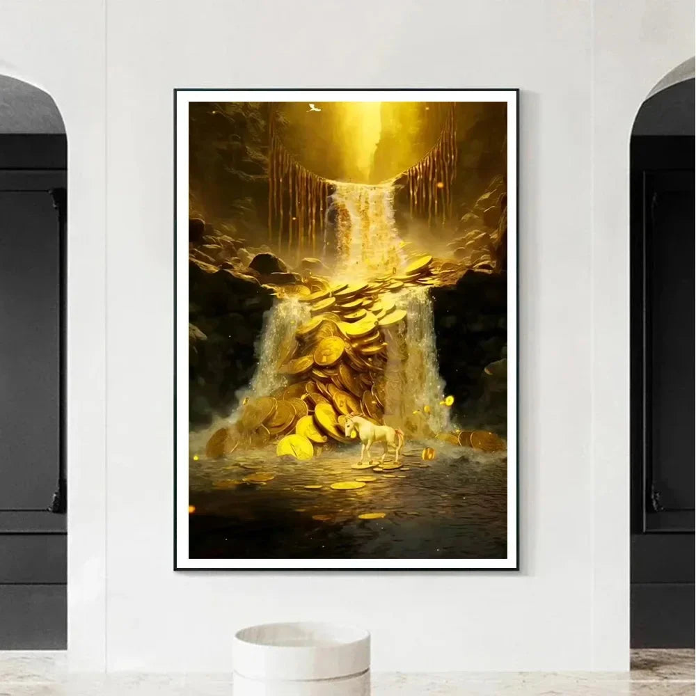 Classic Abstract Wall Art Luxury Lucky Golden Money Tree HD Canvas Print Poster Home Living Room Bedroom Decorative Painting