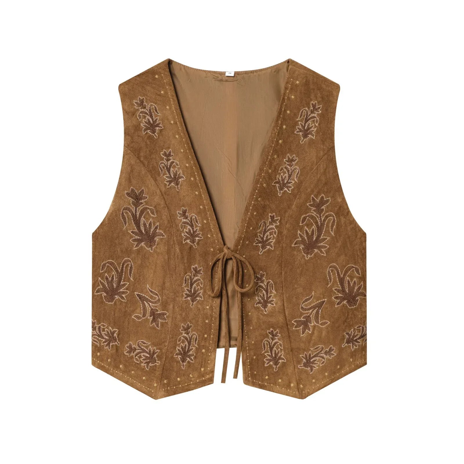 ZERAINS Autumn new women's clothing European and American style bead embroidery suede texture effect vest