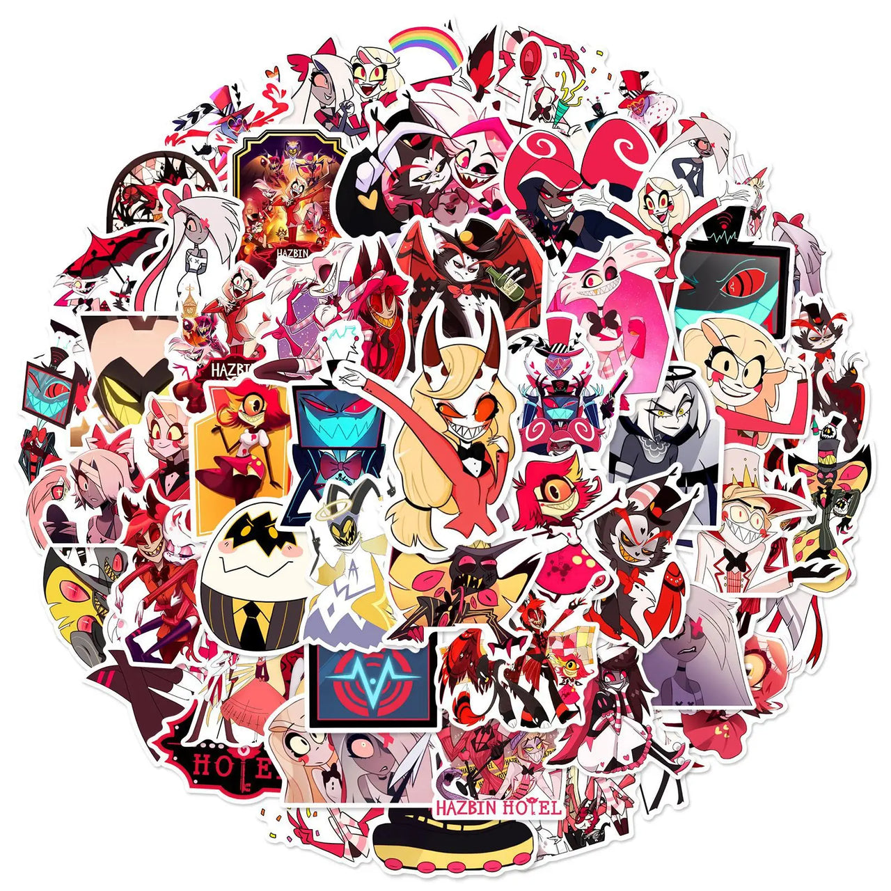 56/112PCS Hazbin Hotel Stationery Notebook Graffiti Stickers Luggage Storage Box Water Cup Decorative Stickers