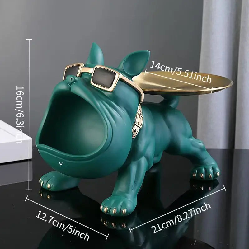 Resin Bulldog Statue With Zinc Alloy Handcrafted Pet Decor Figurine for Home Desk Bookshelf Men Women Storage Key Holder Jewelry