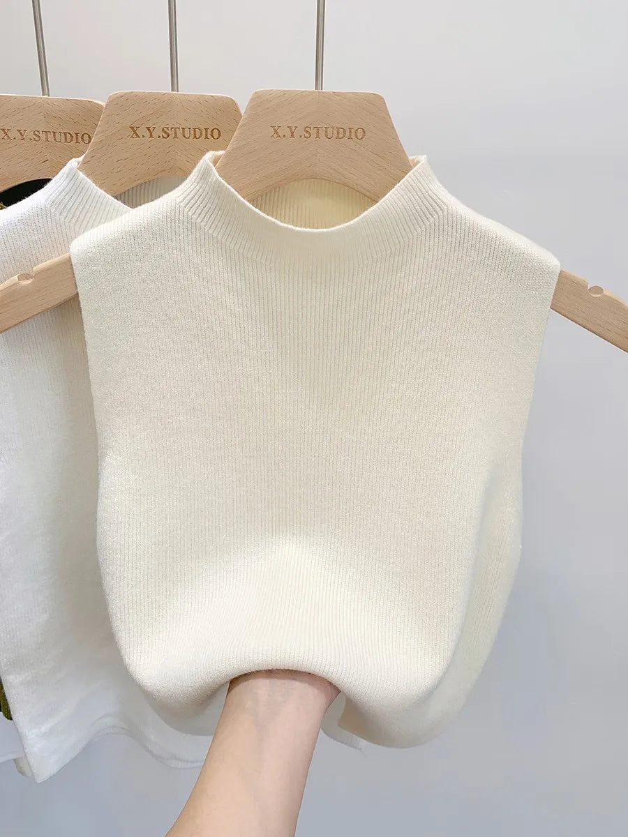 Women Knitted Tank Top Summer Fall Slim Sweater Short Sleeveless Solid Spring Autumn Sweaters Pullovers 2026