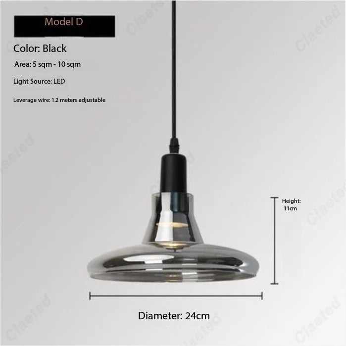 European Modern Minimalist LED Glass Chandelier Bar Restaurant Living Room Coffee Shop Bedroom Decorative Lighting