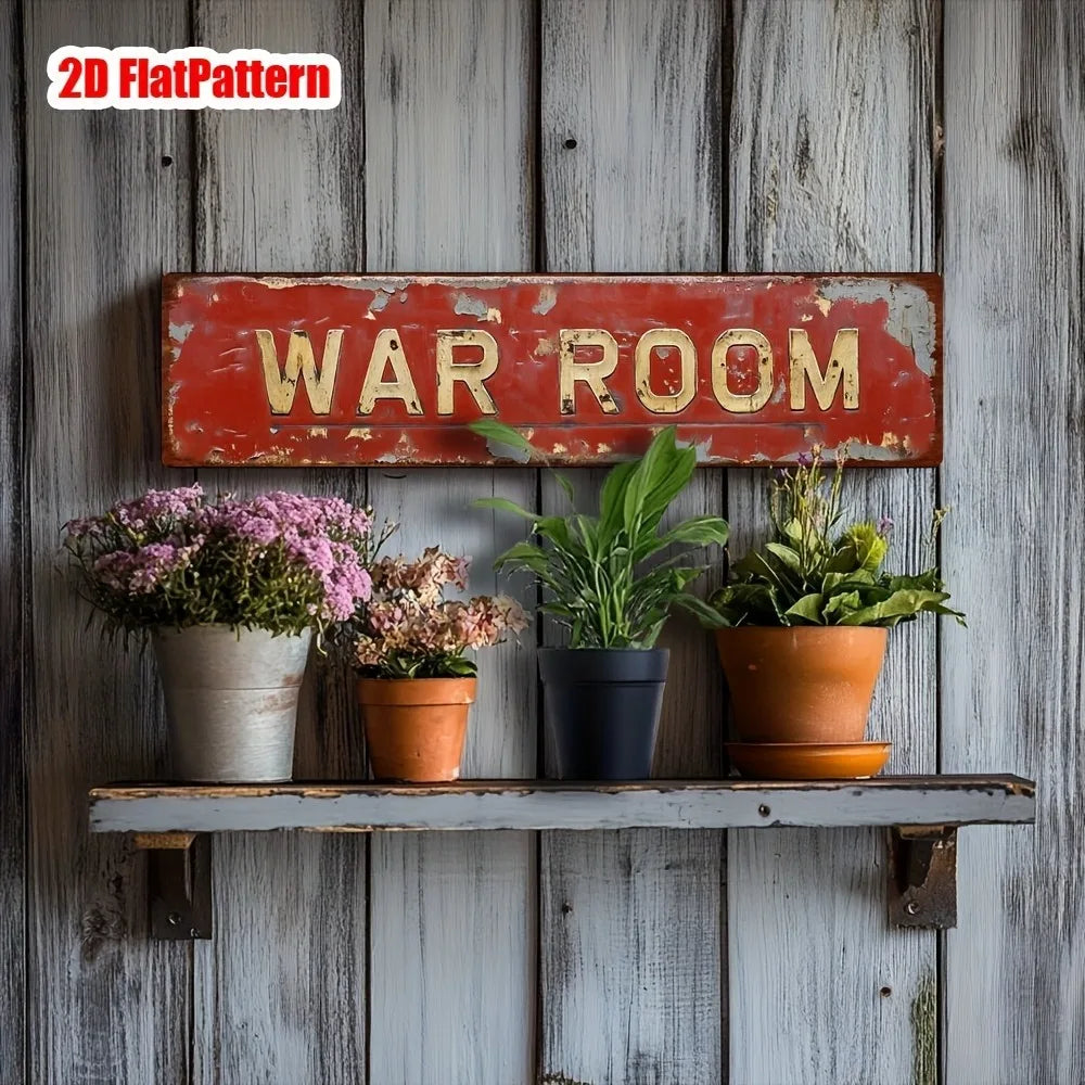 Retro War Room Metal Tin Sign - 4x16