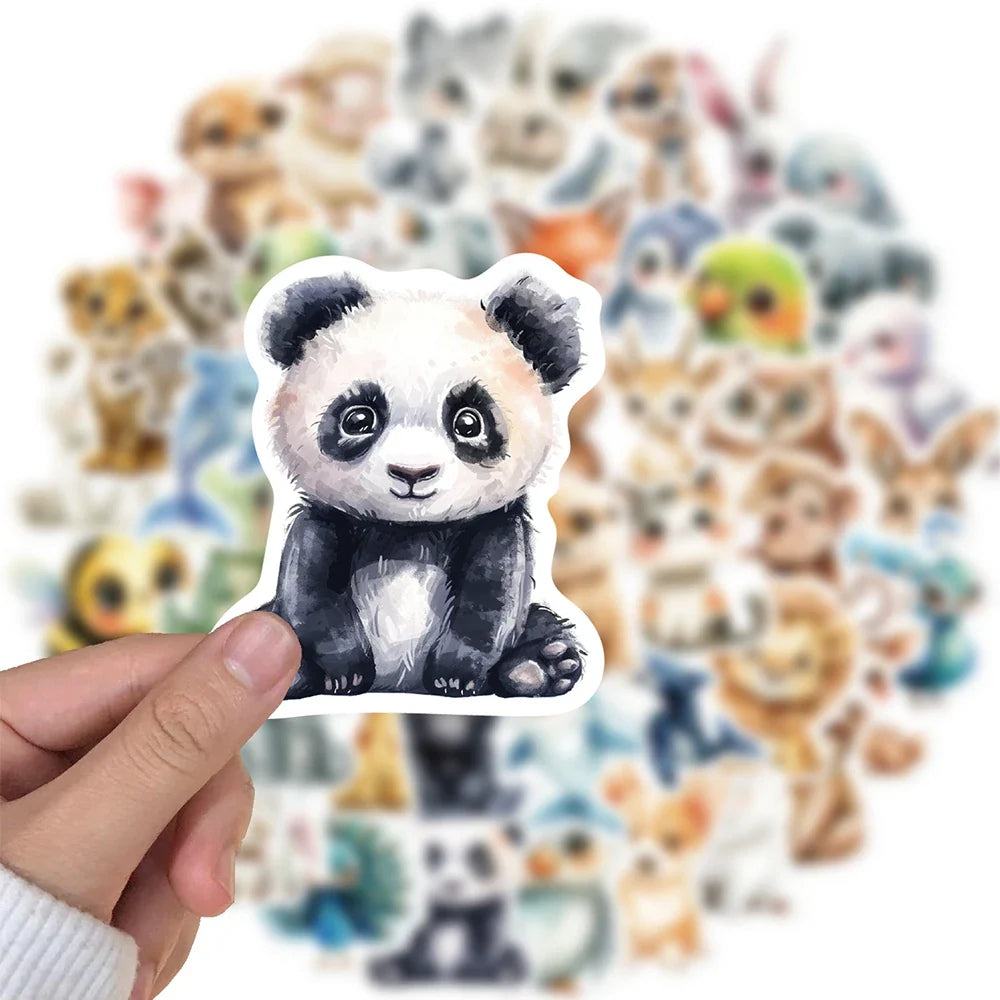 10/30/50pcs Cute Cartoon Watercolor Animal Graffiti Stickers DIY Suitcase Laptop Luggage Water Bottle Decoration Sticker Decals