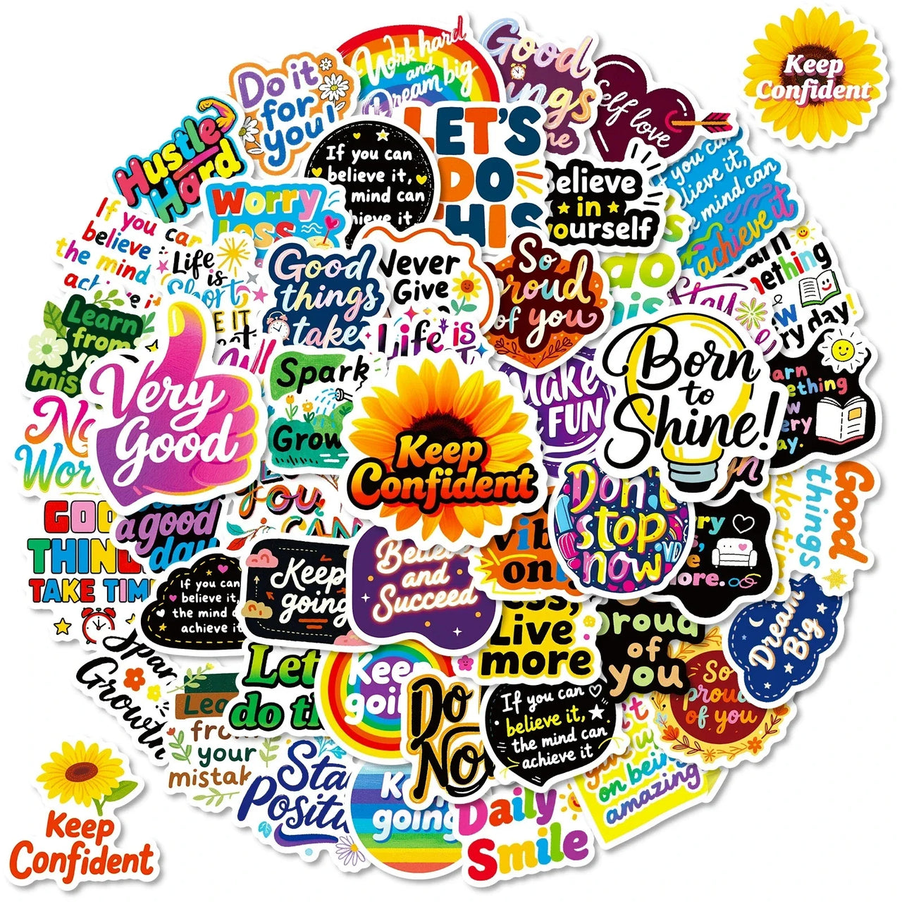 56PCS Inspirational Graffiti Stickers Positive Text Stickers Decorative Notebook Laptop Waterproof Stationery Stickers