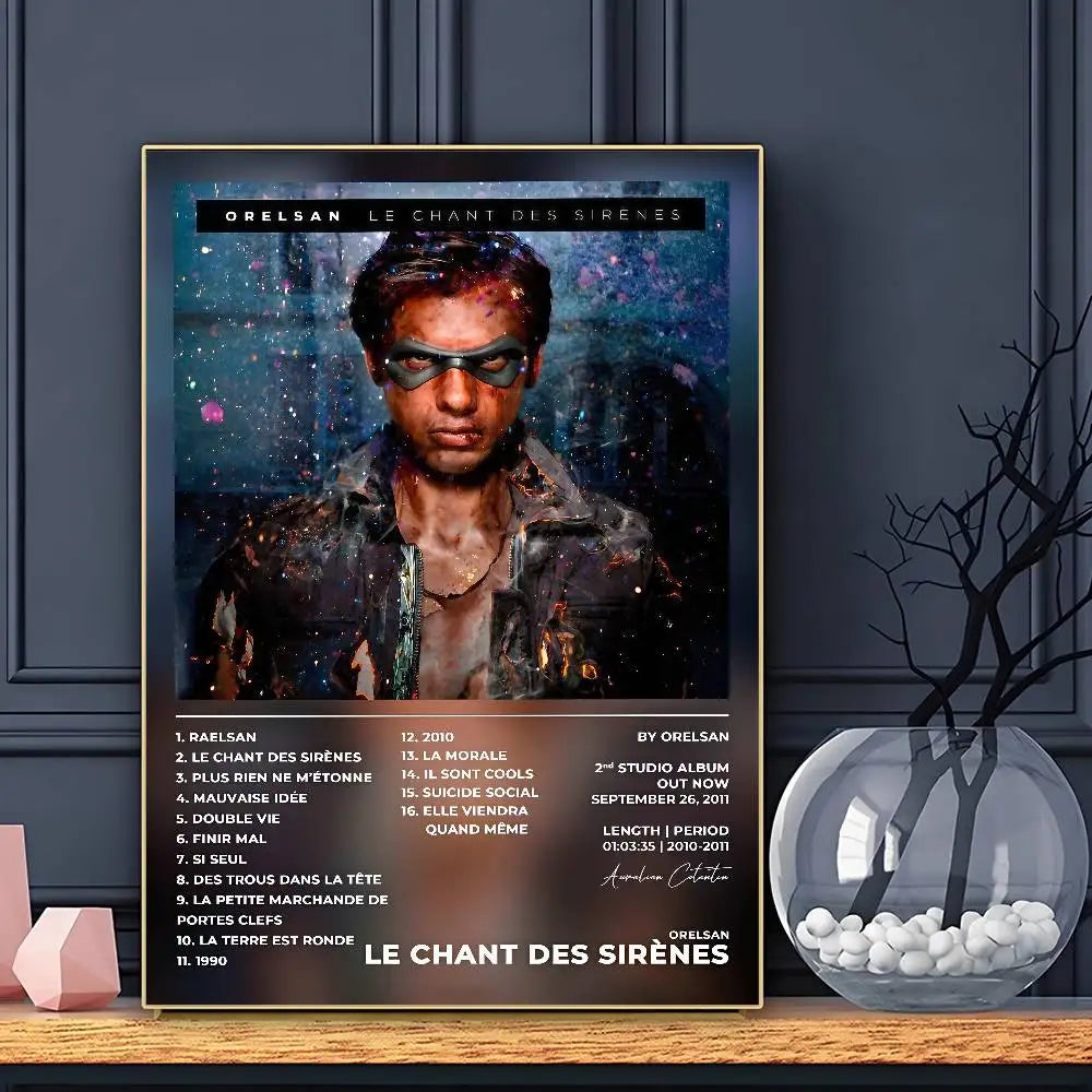 Rapper Orelsan Poster Sticky Wall Art Printing Waterproof Home Living Bed Room Bar Aesthetic Decor