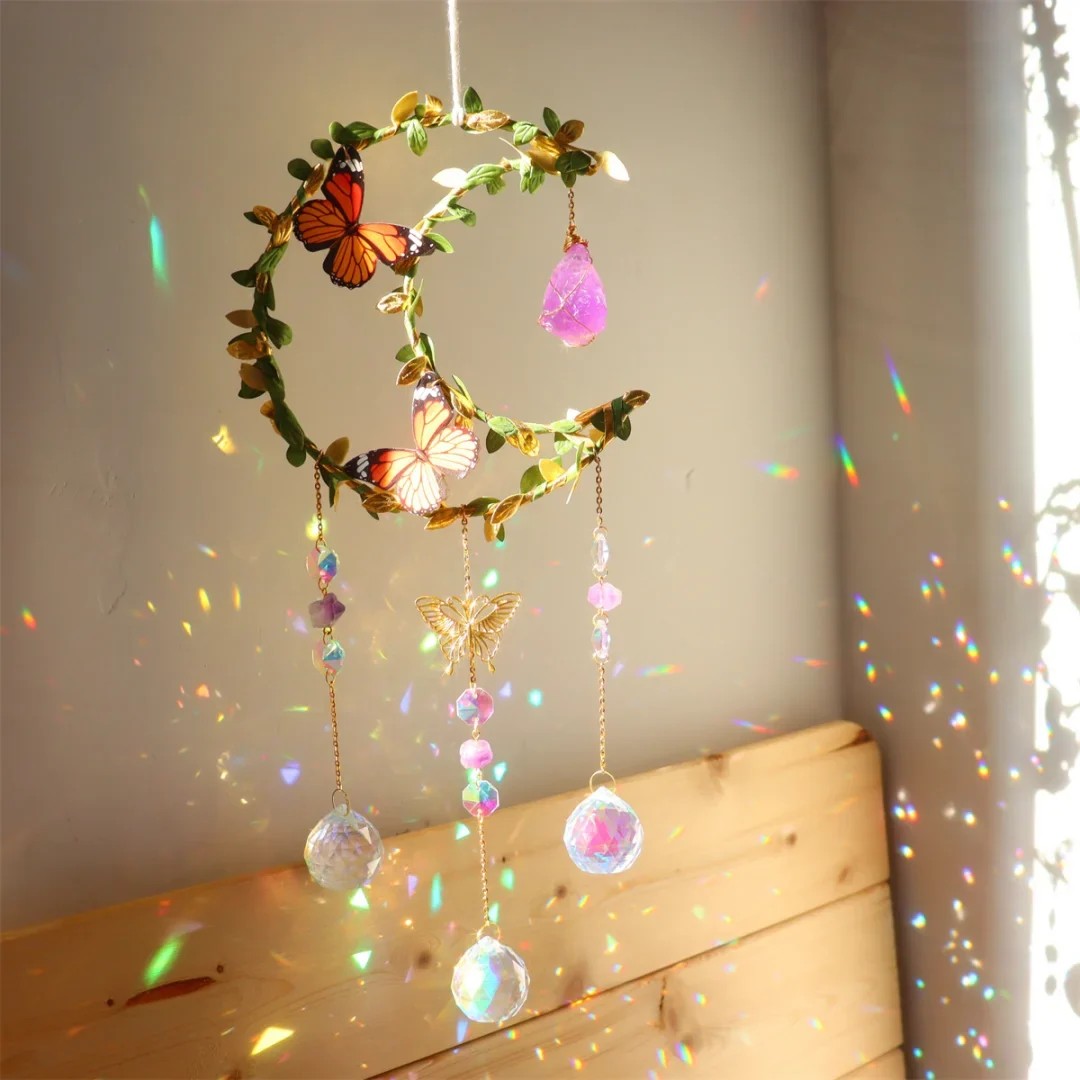 Sun Catcher with Butterfly Floral Vine Design Wedding Decor Home Wedding Party Decoration Ornament
