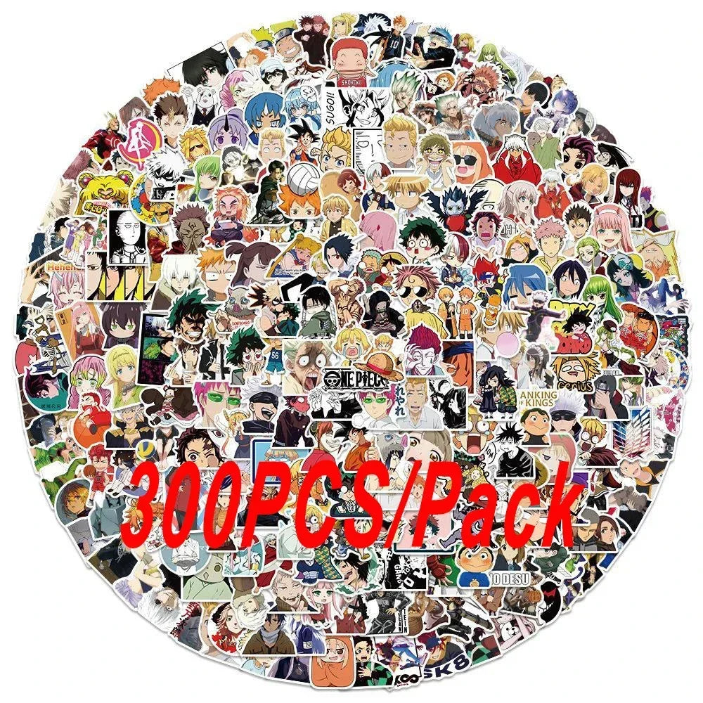 100/300Pcs Mixed Anime Stickers Cartoon Sticker Decals Laptop Motorcycle Luggage Phone Waterproof Sticker for Children Toy