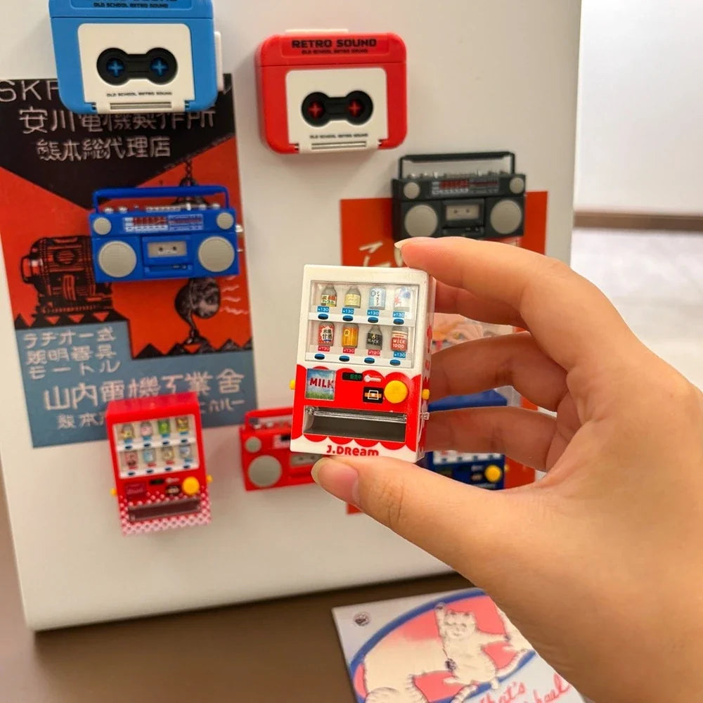 Mini Simulation Model Light Sign Fridge Magnets Dollhouse Vending Machine Magnetic Sticker for Refrigerator DIY Home Decoration