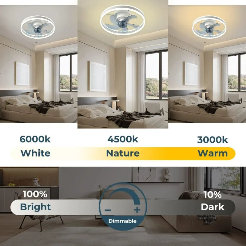 LED Fan Light with Remote Control 3 Color Dimming Living Room Dining Room Bedroom Lighting Silent Home Ceiling Fan Light
