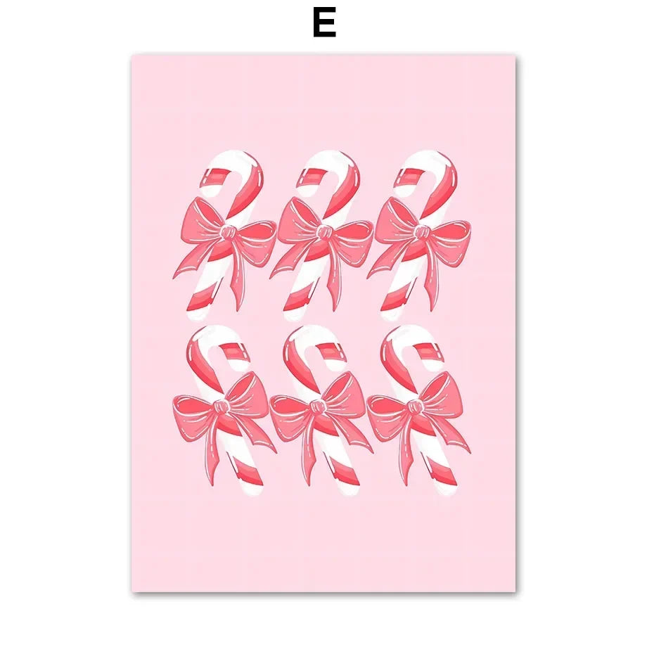 Modern Simple Wall Art Pink Christmas Tree Father Christmas HD Canvas Print Poster Home Living Room Bedroom Decoration