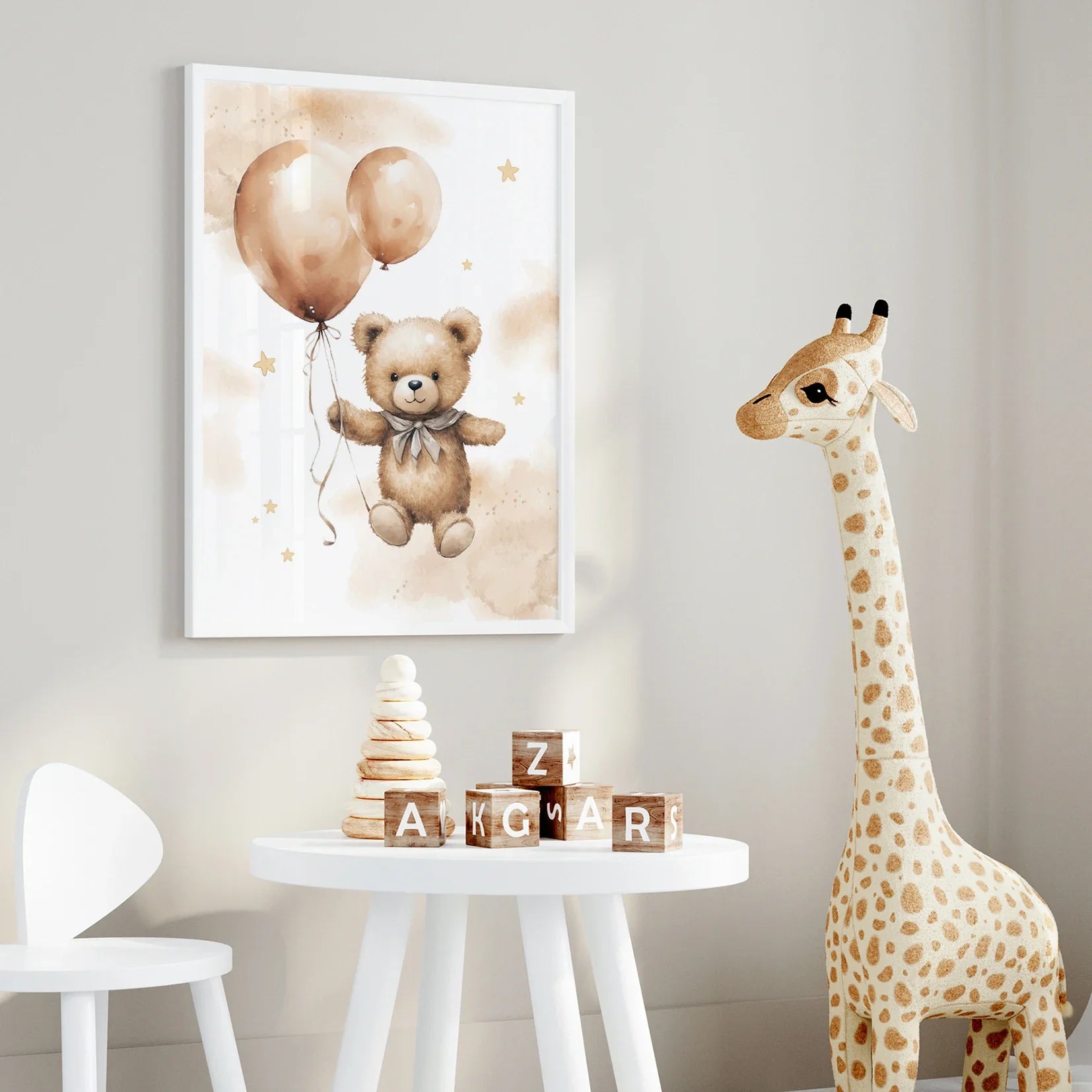 3pcs Cartoon Children Yellow Teddy Bear Vehicle Wall Art Prints Canvas Painting Poster Picture For Living Room Home Decor