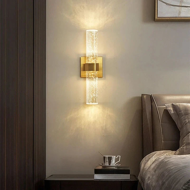 New LED Wrought Iron Crystal Wall Lamp Modern Minimalist Living Room Dining Room Bedroom Bedside Decorative Atmosphere Lighting