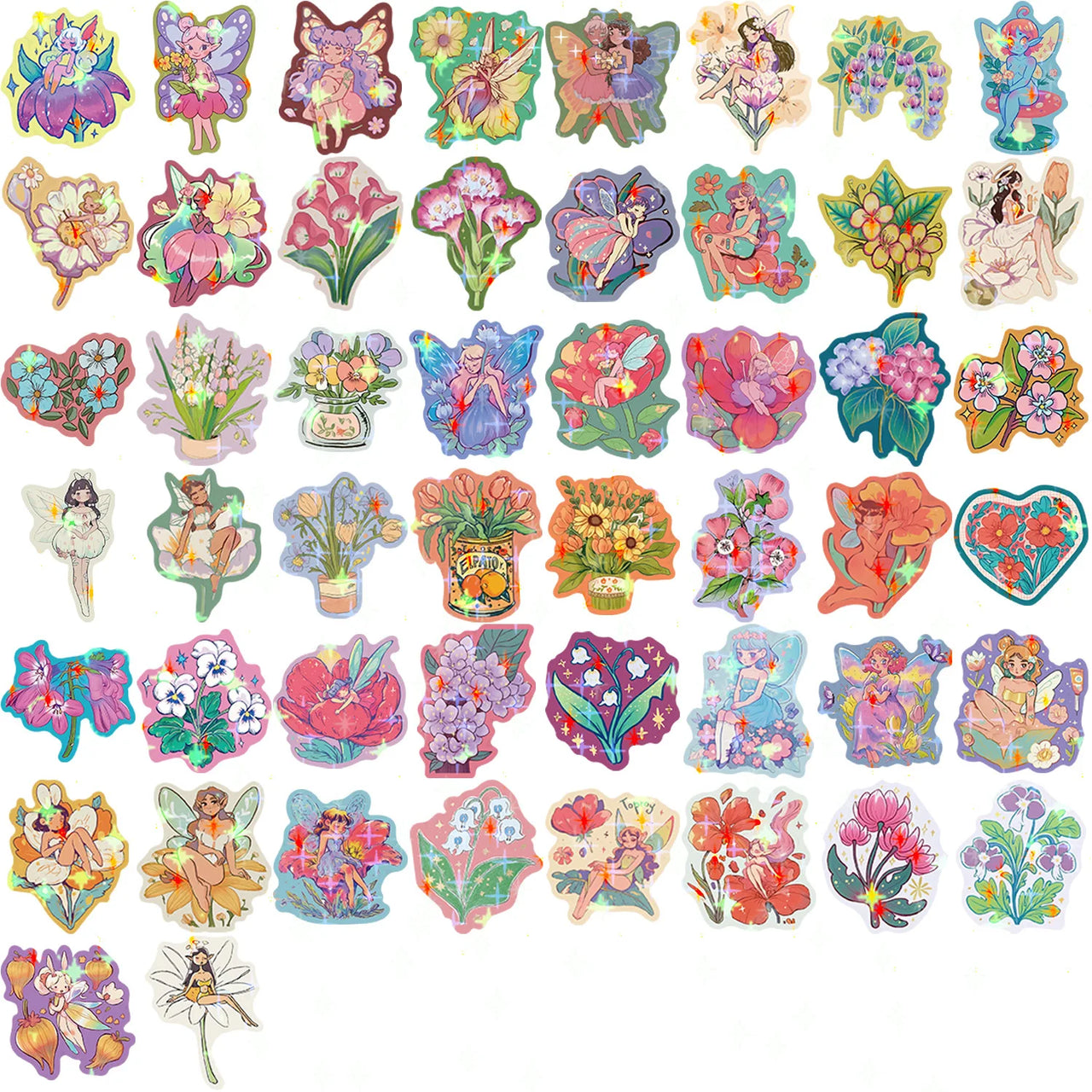 50/100PCS Cartoon Flower Fairy Star Film Graffiti Stickers Decorative Guitar Notebook Luggage DIY Stickers
