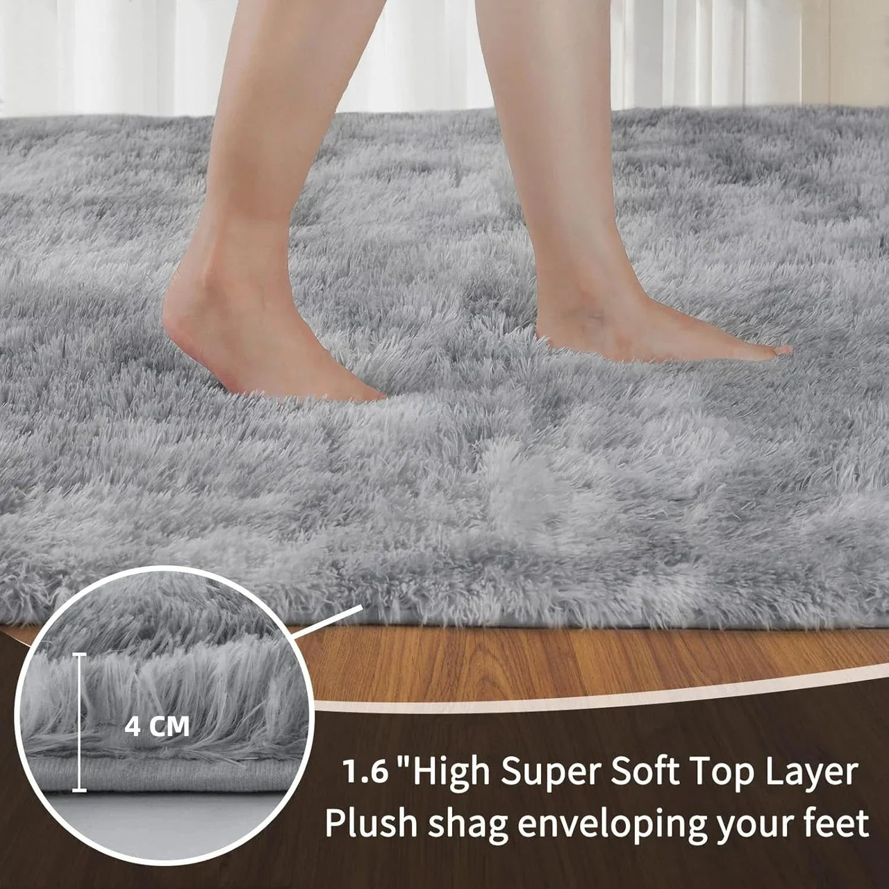 VIKAMA Minimalist Shaggy Living Room Rug, Soft and Fluffy Area Rug, Bedroom Dormitory Children's Room Carpet, Home Decor