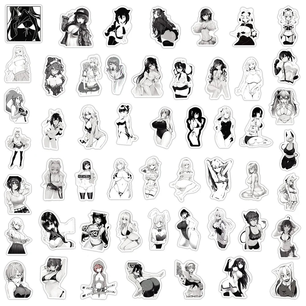 10/30/50/100pcs Anime Sexy Hentai Girl Waifu Stickers Skateboard Laptop Phone Computer Bike Car Guitar Cool Waterproof Sticker