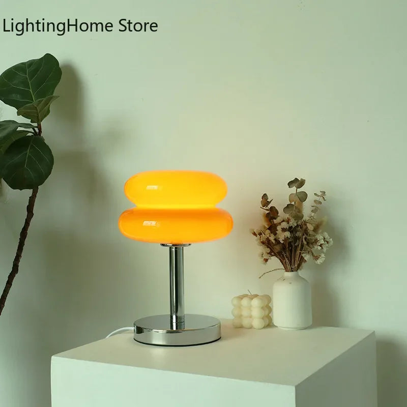 Ins Glass Stained Table Lamp Children's Lamp Bedroom Bedside Atmosphere Lamp Decoration Egg Tart Lamp Drop Shipping Dropshipping
