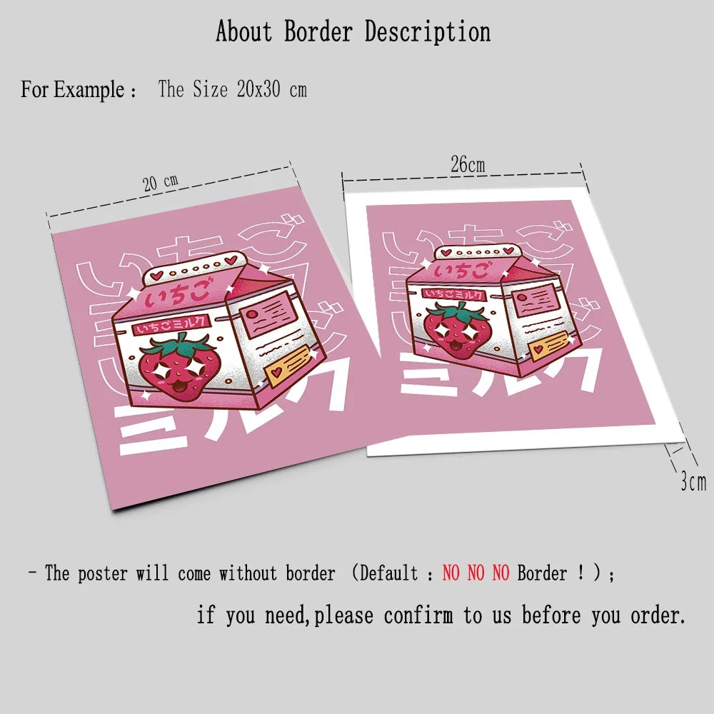 Japanese Kawaii Cuisine Poster Ramen Drink Milk Canvas Painting Wall Picture Soda Water Vapor Wave Print Restaurant Decoration