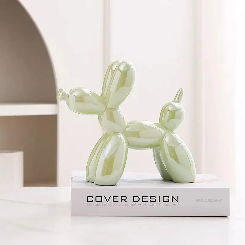 Nordic Ceramic Balloon Dog Abstract Ornament Creative Sculpture Study Room Statue Home Office Accessories Festival Decoration