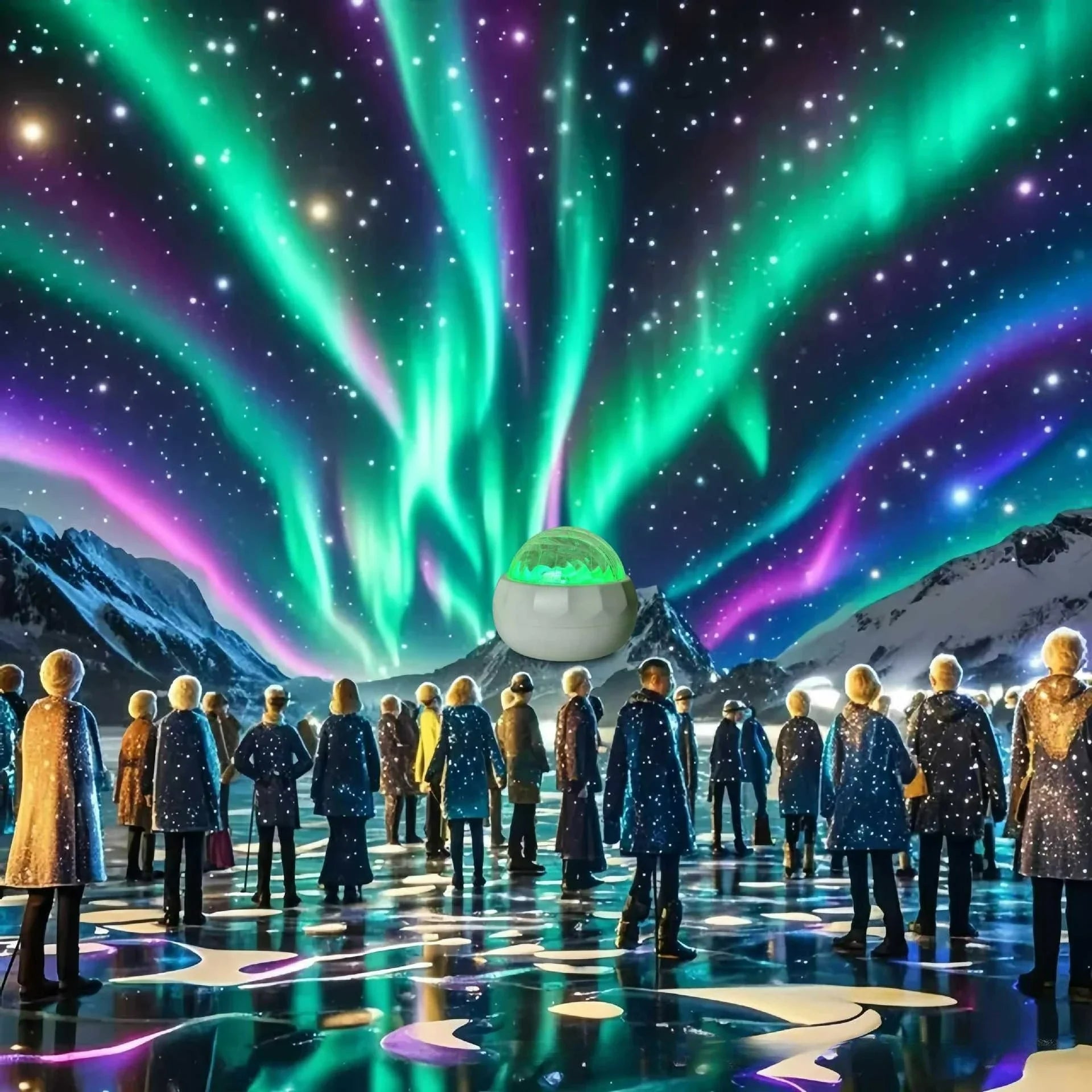 Northern Lights Starry Sky Projector Lamp LED Atmosphere Light Night Aura Aurora Glowing Lamp for Room Party Decoration Gifts