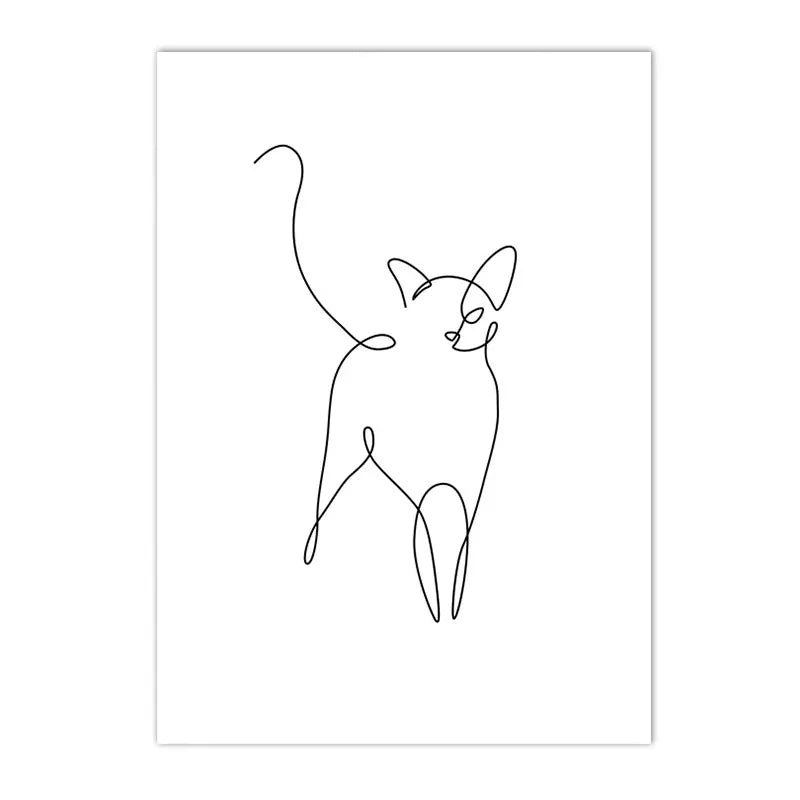 Abstract Pet Dog Cat Poster Canvas Painting Line Drawing Wall Poster Black White Minimalist Art Prints Nordic Picture Home Decor