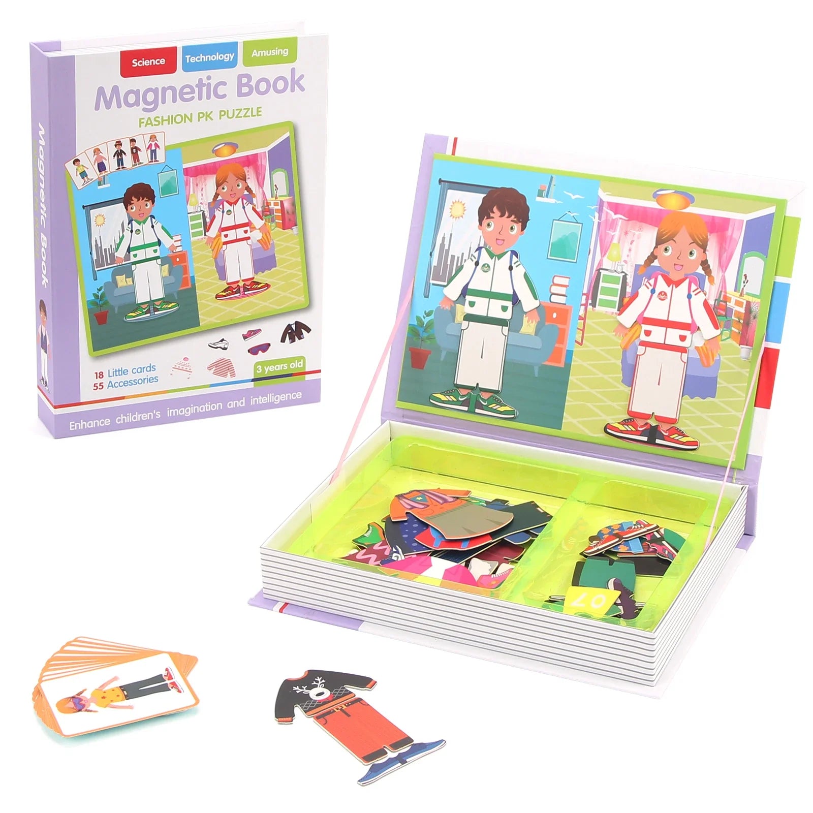 Kids Intelligent 3D Jigsaw Toys Magnetic Puzzle Book Brain Training Games Educational Montessori Toys for Kids Gifts Xmas Toys