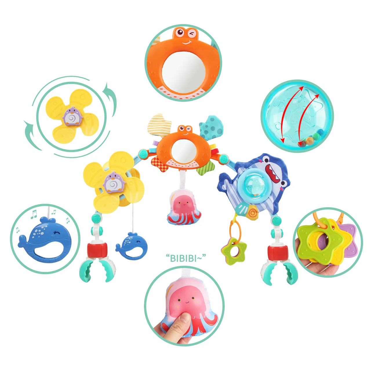 Baby Stroller Arch Toys Pram Activity Arch Toys Bouncer Toy Fine Sensory Development Motor Skills Toys  Arch Baby Car Seat Toys