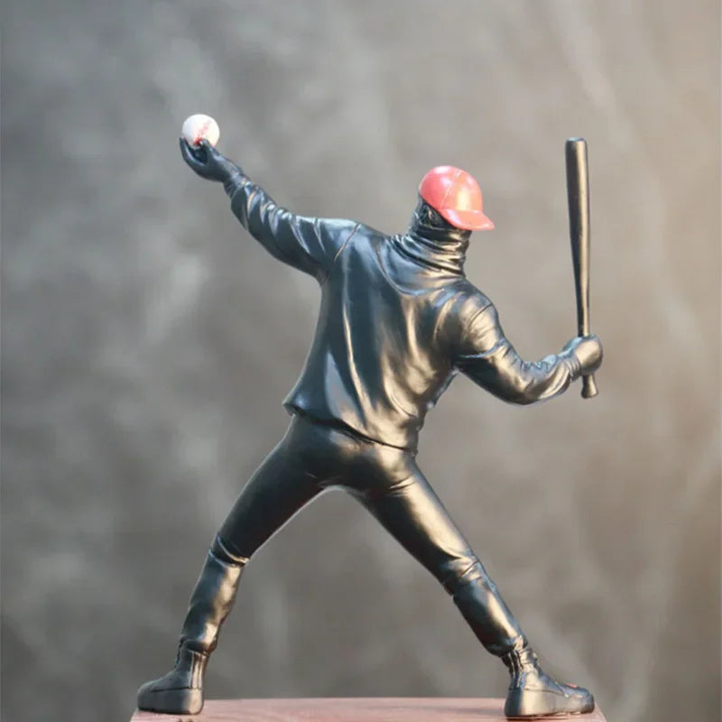 Home Decor Resin Street Abstract Art Statue Sculpture Figurine Baseball Figure Toy Study Room Home Interior Decor Decoration