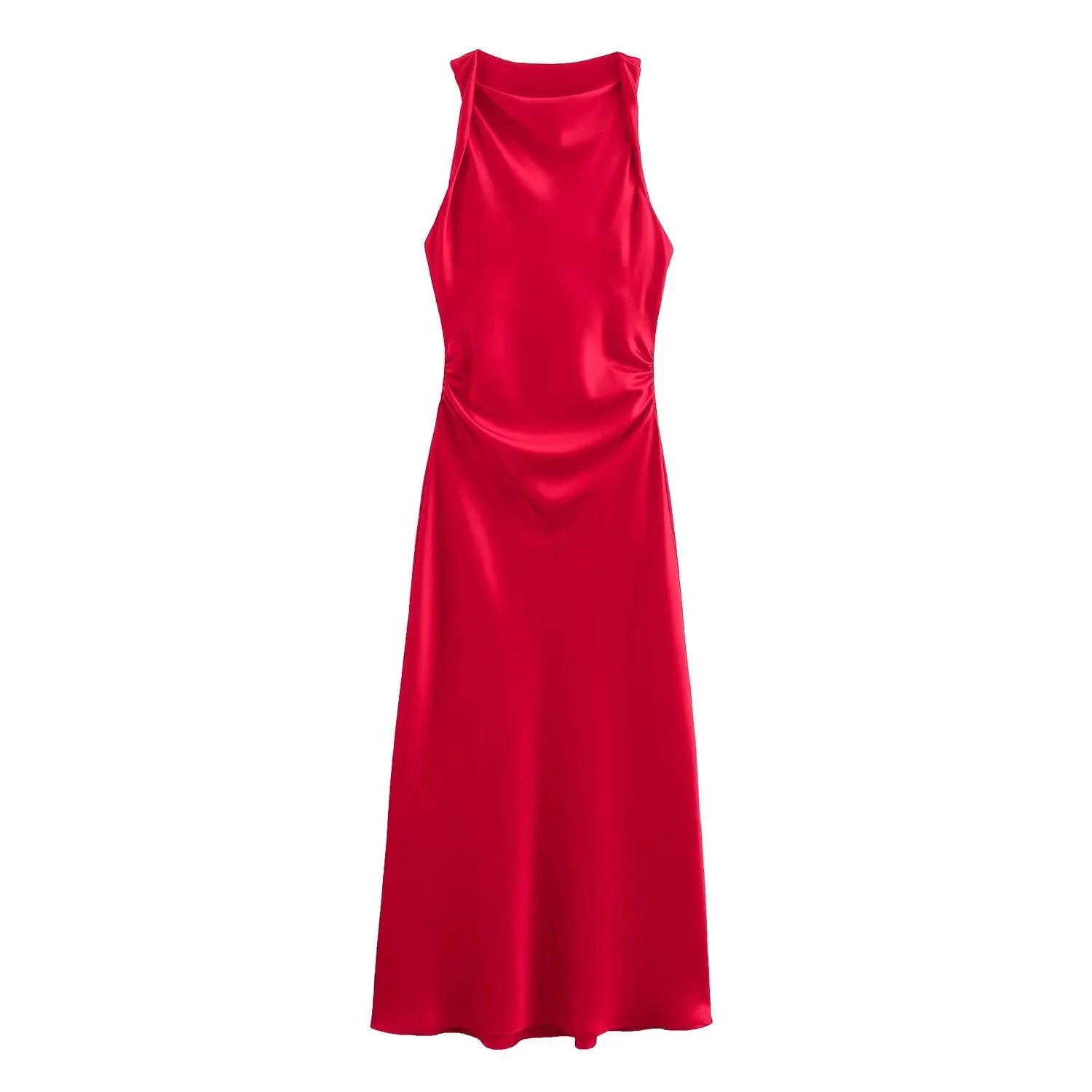 Satin Long Dresses for Women 2026 Summer Slip Midi Dress Woman Sexy Evening Party Dress Sleeveless Female Elegant Dresses
