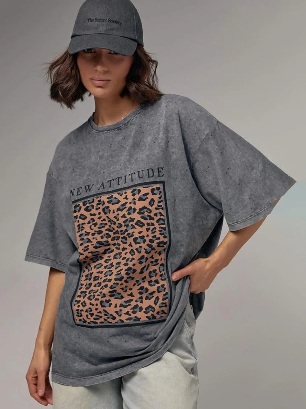 2025 new casual versatile 100% heavyweight cotton short-sleeved t-shirt female washed black do old retro American ins loose top