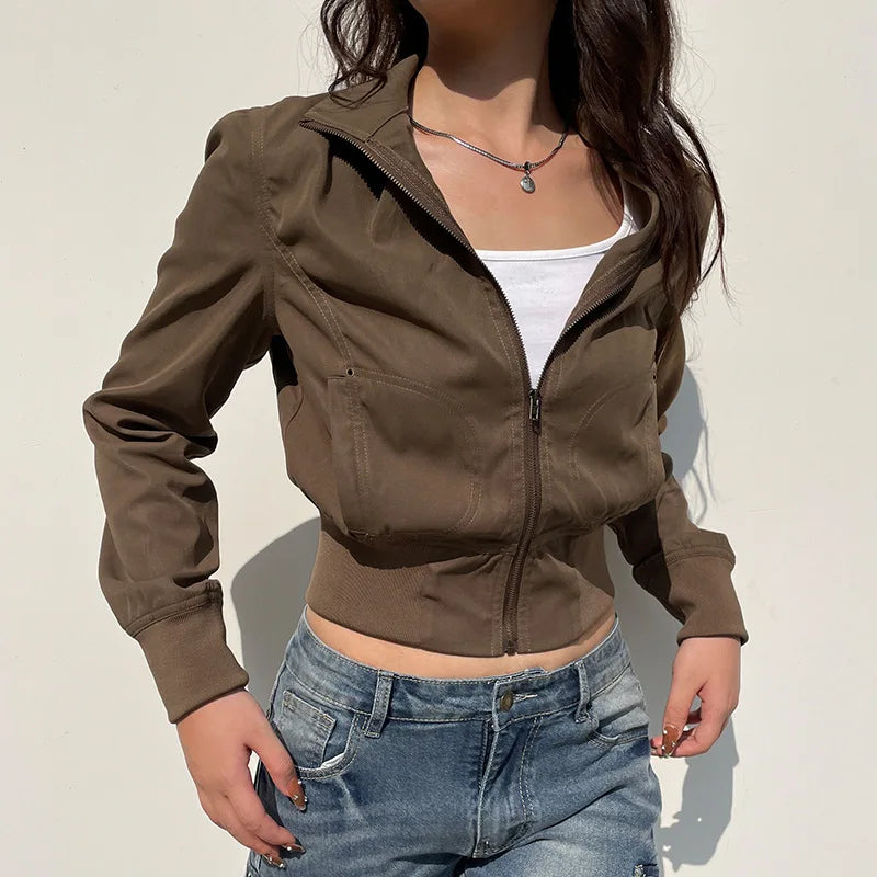 American retro industrial style line segmentation pocket flight staff jacket, versatile autumn and winter explosive jacket