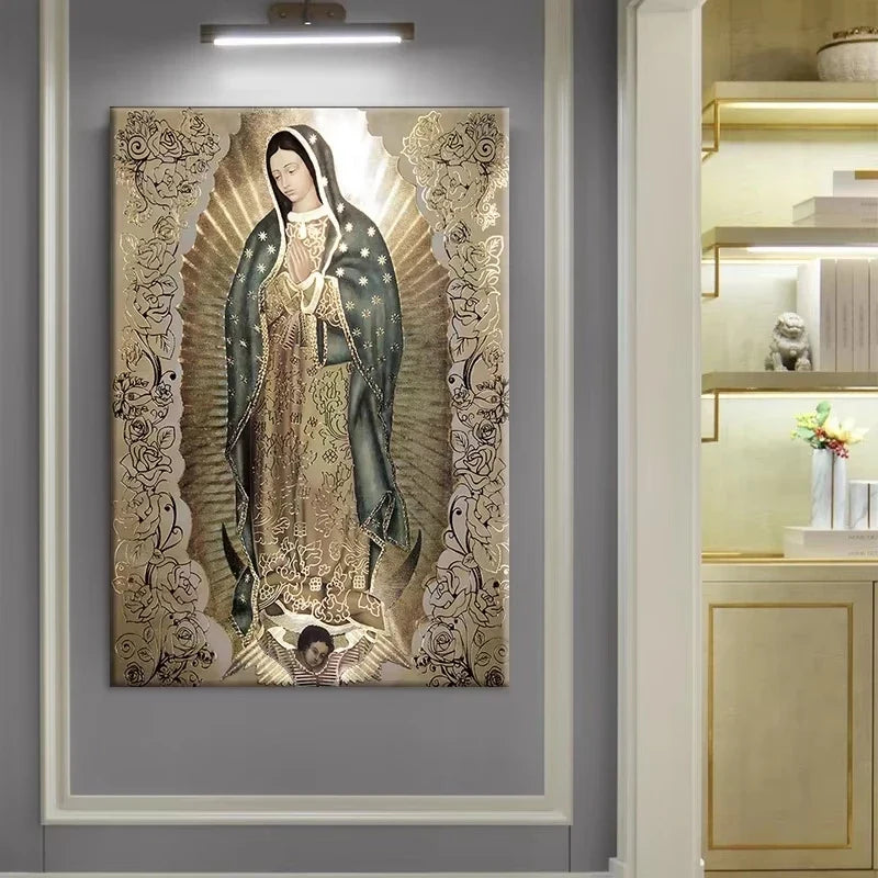 Catholic Art Lady of Guadalupe Wall Art Canvas Painting Retro Religious Decor Picture The Virgin of Guadalupe Poster Home Decor