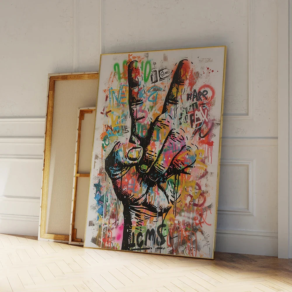 Modern Pop Art Street Graffiti Abstract Yes Gesture Wall Art Canvas Painting Posters For Living Room Bedroom Home Decor
