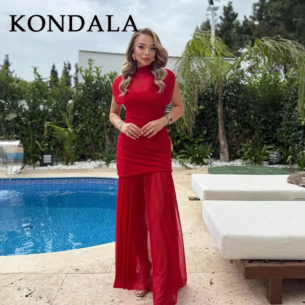 KONDALA 2026 Spring Summer Elegant Women Dresses Wedding Guest Ladies Patch Work Tulle Dresses Valentine‘s Day Woman Dresses