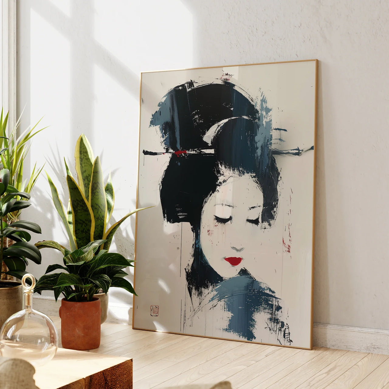 Modern Abstract Geisha Japan Art Painting Colours Print Canvas Poster Picture For Living Room Bedroom Wall Art Home Decor
