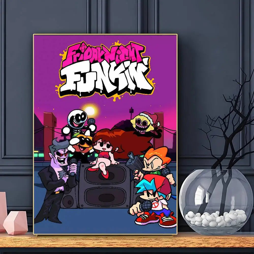 Game F-Friday Night F-Funkin Pico Boyfriend Poster HD Sticky Wall Art Printing Waterproof Home Living Bed Room Bar Aesthetic