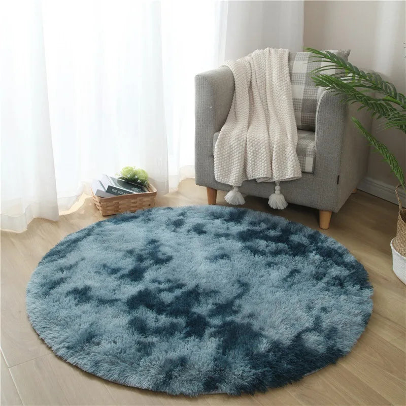 VIKAMA Pink Round Carpet Fluffy Soft Area Floor Mat Children Girls Room Princess Castle Plush Carpet Living Room Home Decor