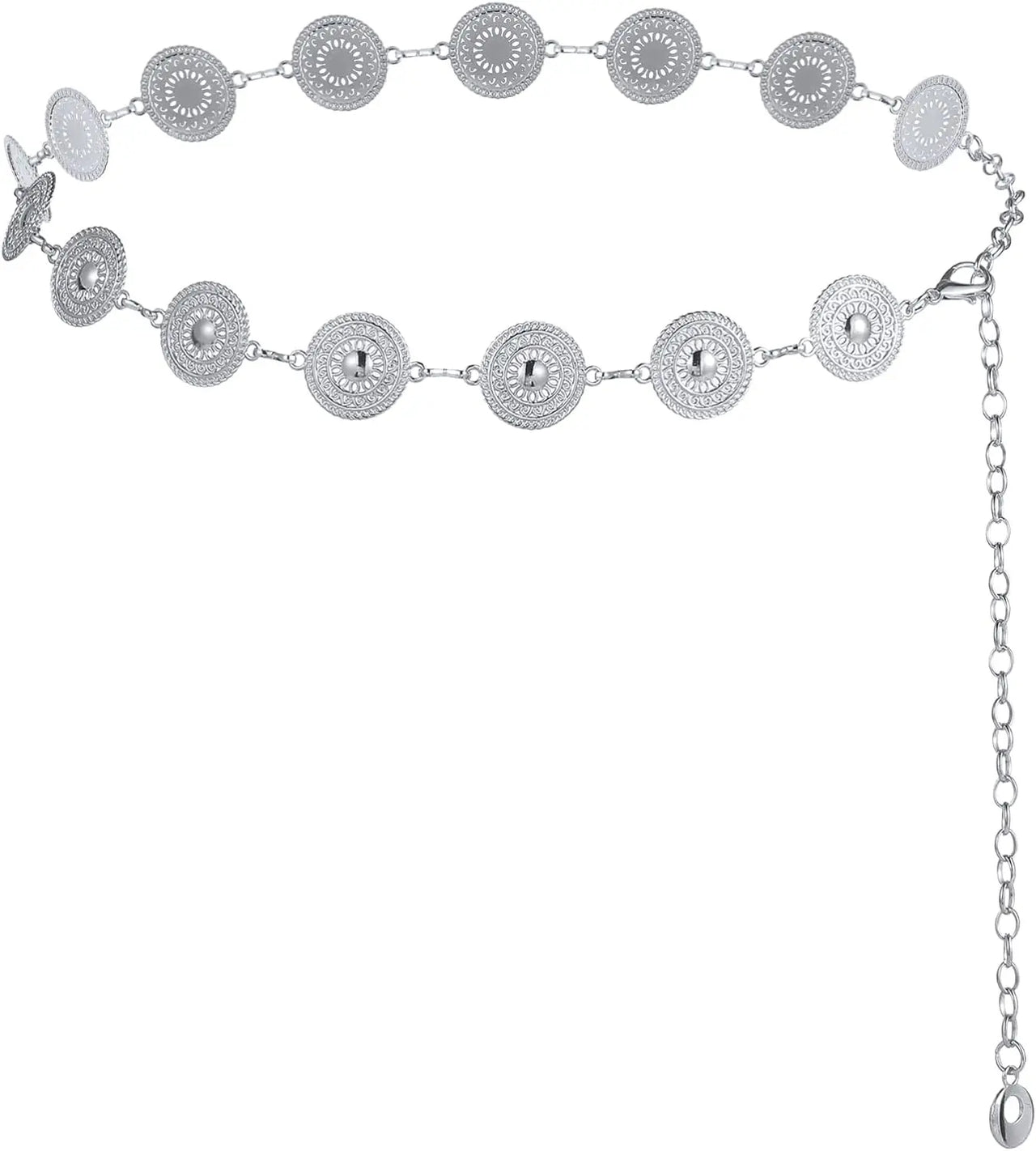 Metal Chain Belt for Women Cowgirl Western Country Chain Belts Adjustable Concho Belt for Sweaters Dresses Jeans