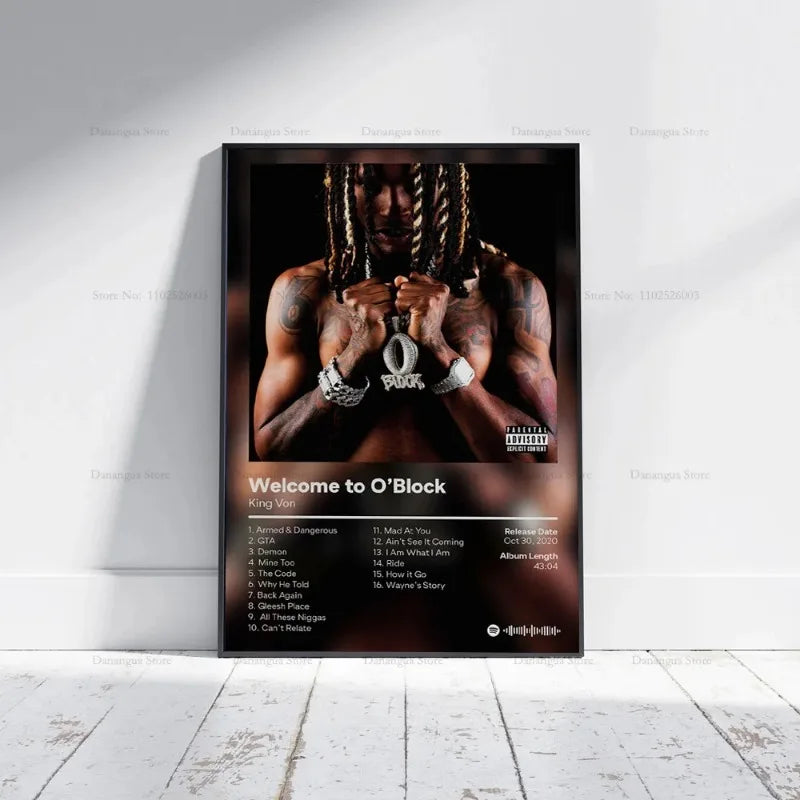 Music Album Poster Poster Prints Wall Art King Poster Von Welcome To O Block Canvas Painting Picture Photo Gift Room Home Decor