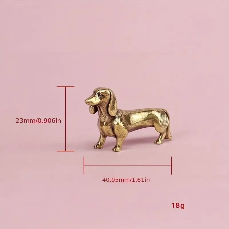 Pure Copper Dachshund Statue Vintage Brass Figurines Home Decote Desktop Ornament Miniatures Antique Tea Pet Crafts Gifts
