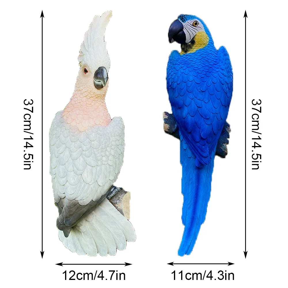 1pc Wall Mounted Parrot Statue, Simulation Outdoor Garden Resin Crafts,Landscaping DIY Garden Sculptures, Yard Lawn Home Decor